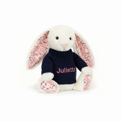 Jellycat Blossom Cherry Bunny with Navy Jumper New Zealand | VDSXM5723